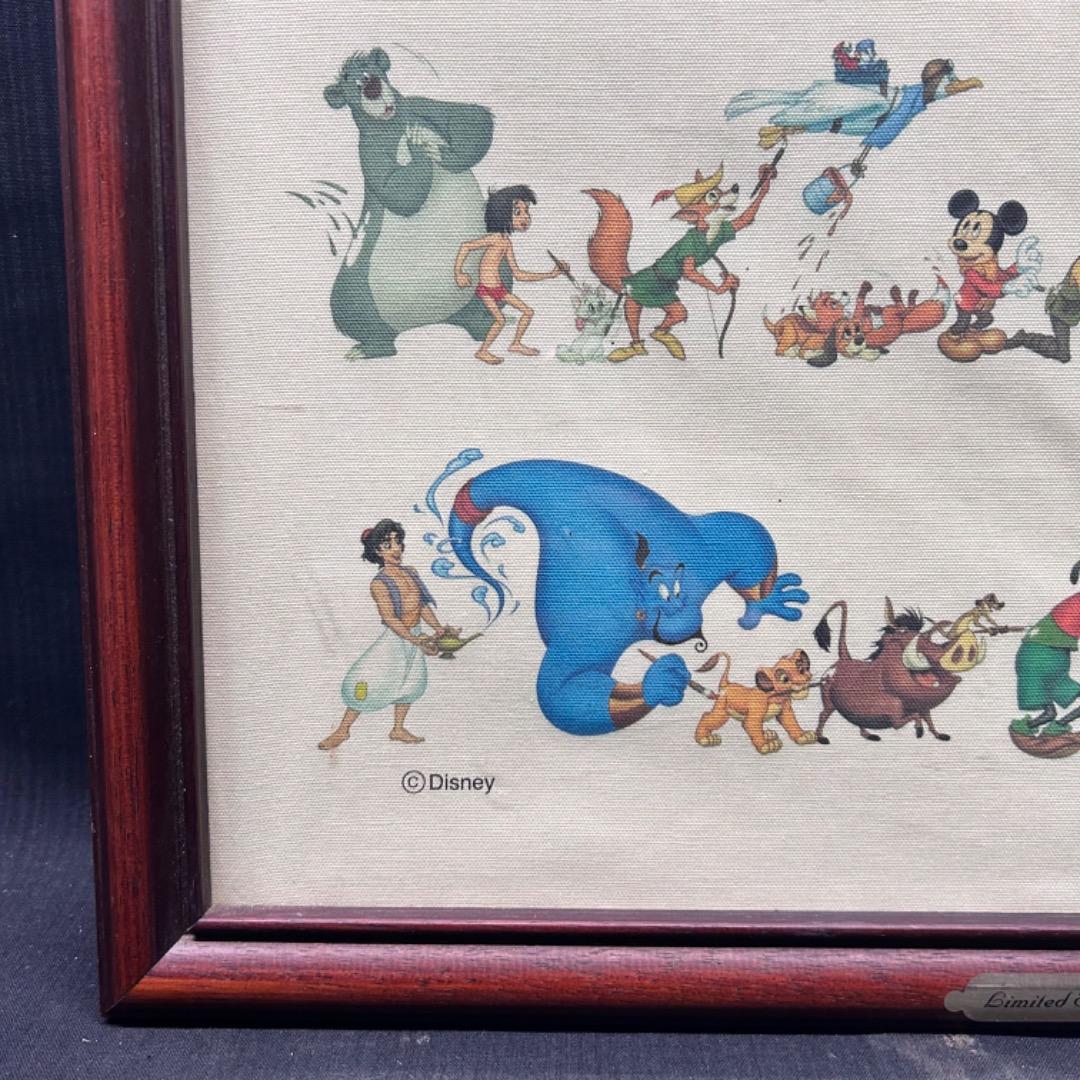 ▽Na右1007 ディズニー 1500枚限定 100周年記念　布ポスター 額装