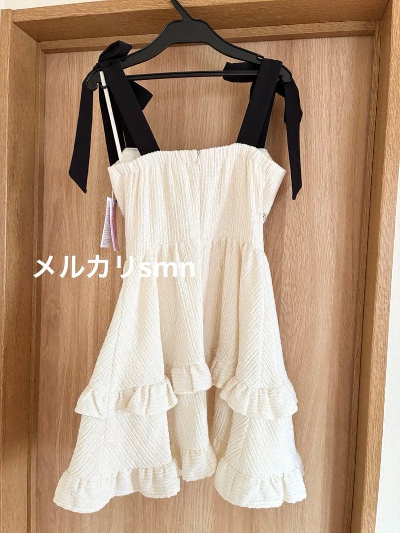 新品　an ツイードドレス　XS フレア　ホワイト　シュガー