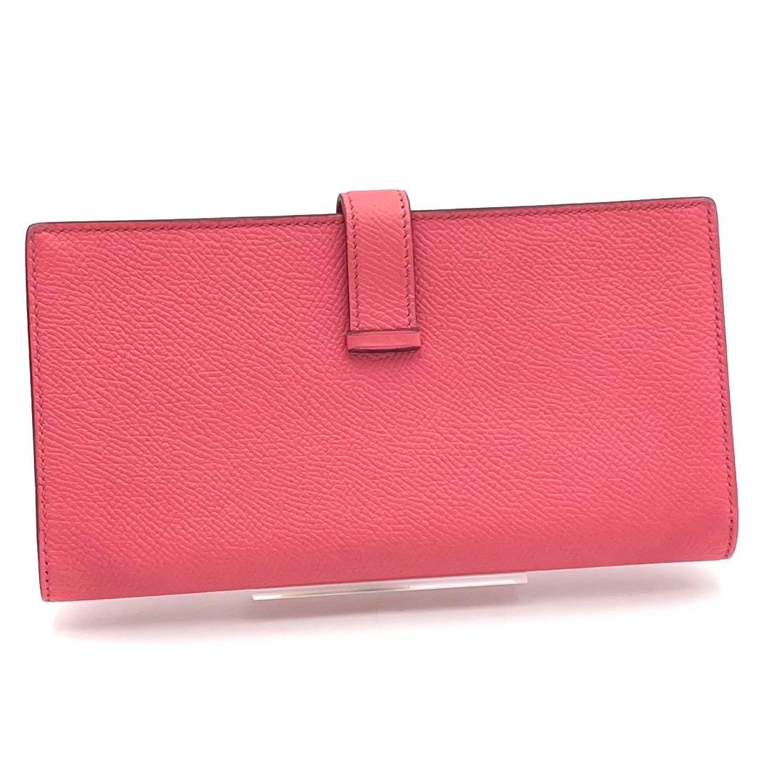 ✴︎美品✴︎HERMES エルメス ベアン スフレ ピンク 二つ折り財布 シルバー