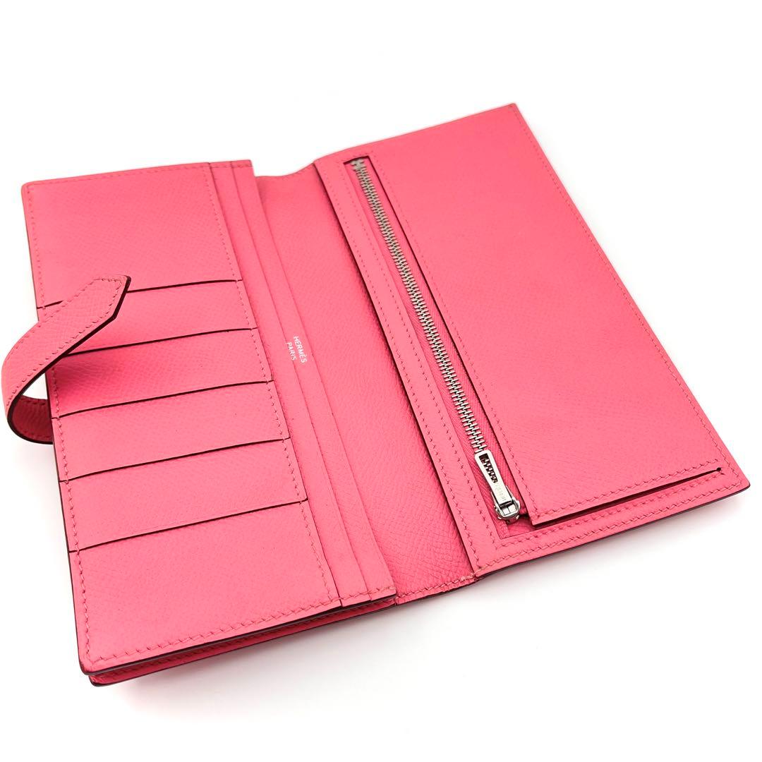 ✴︎美品✴︎HERMES エルメス ベアン スフレ ピンク 二つ折り財布 シルバー