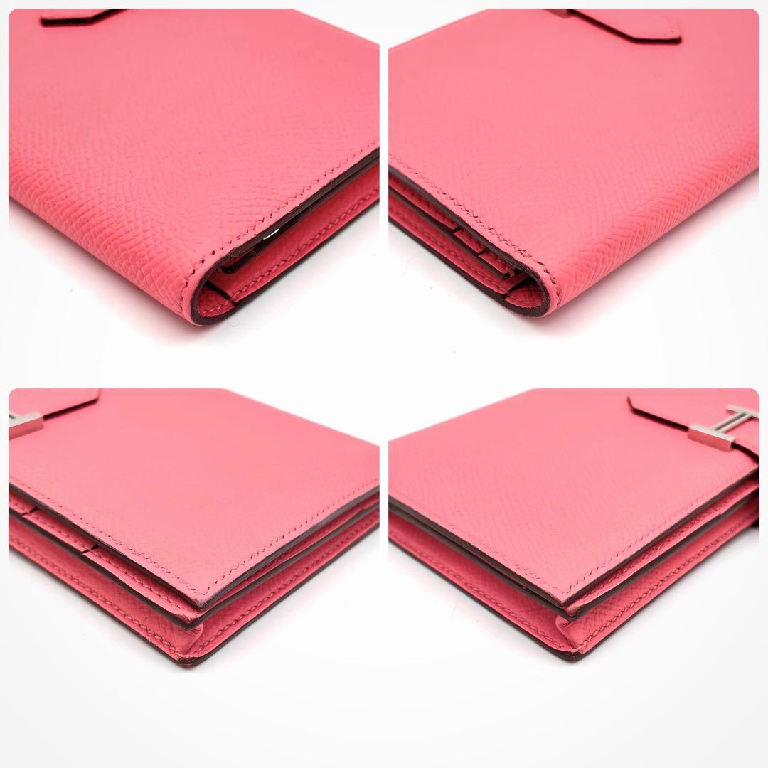 ✴︎美品✴︎HERMES エルメス ベアン スフレ ピンク 二つ折り財布 シルバー