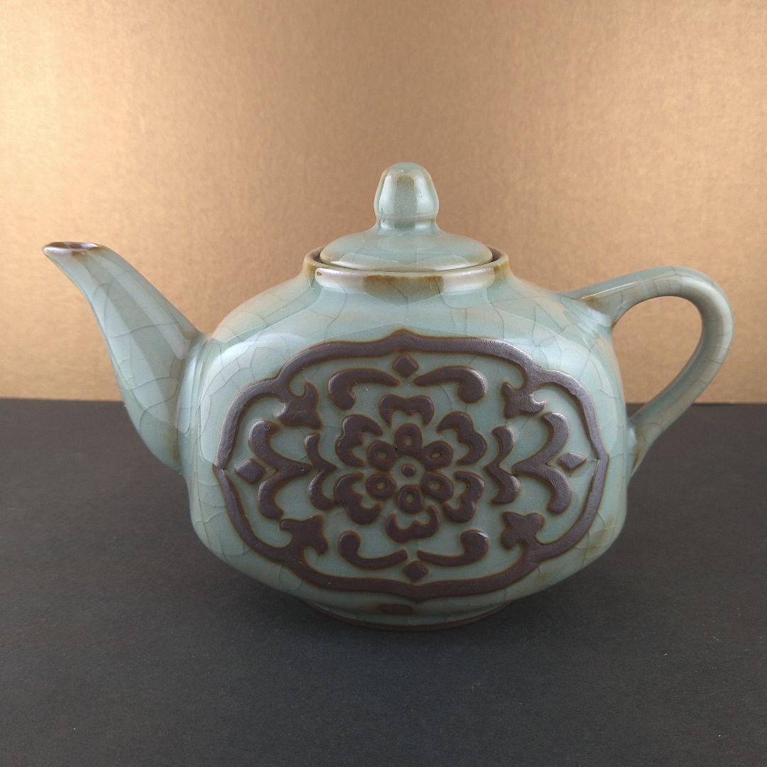 中国　人間国宝　毛正聪　毛正聡　竜泉青磁　茶壺　中国茶器　急須