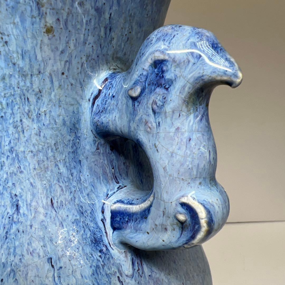 中国清時代　均窯鳥耳花瓶　高さ約30.5㎝　東Y7-1208☆2Fトコエサ