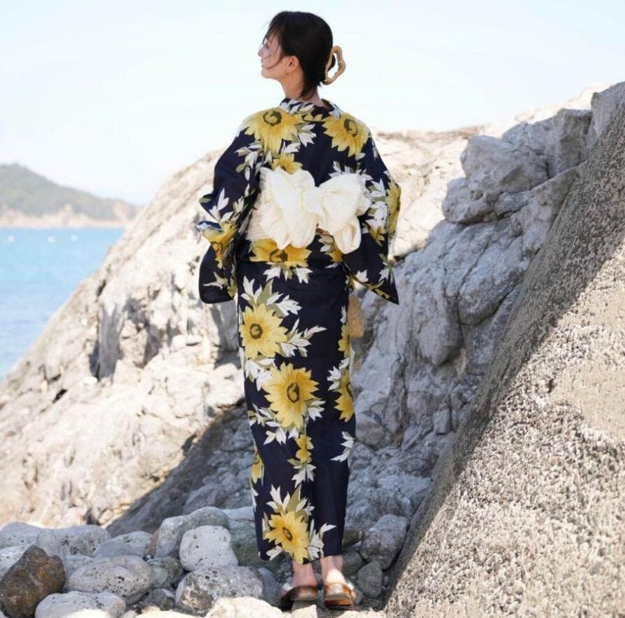 ひまわりデザイン 浴衣セット 3点セット