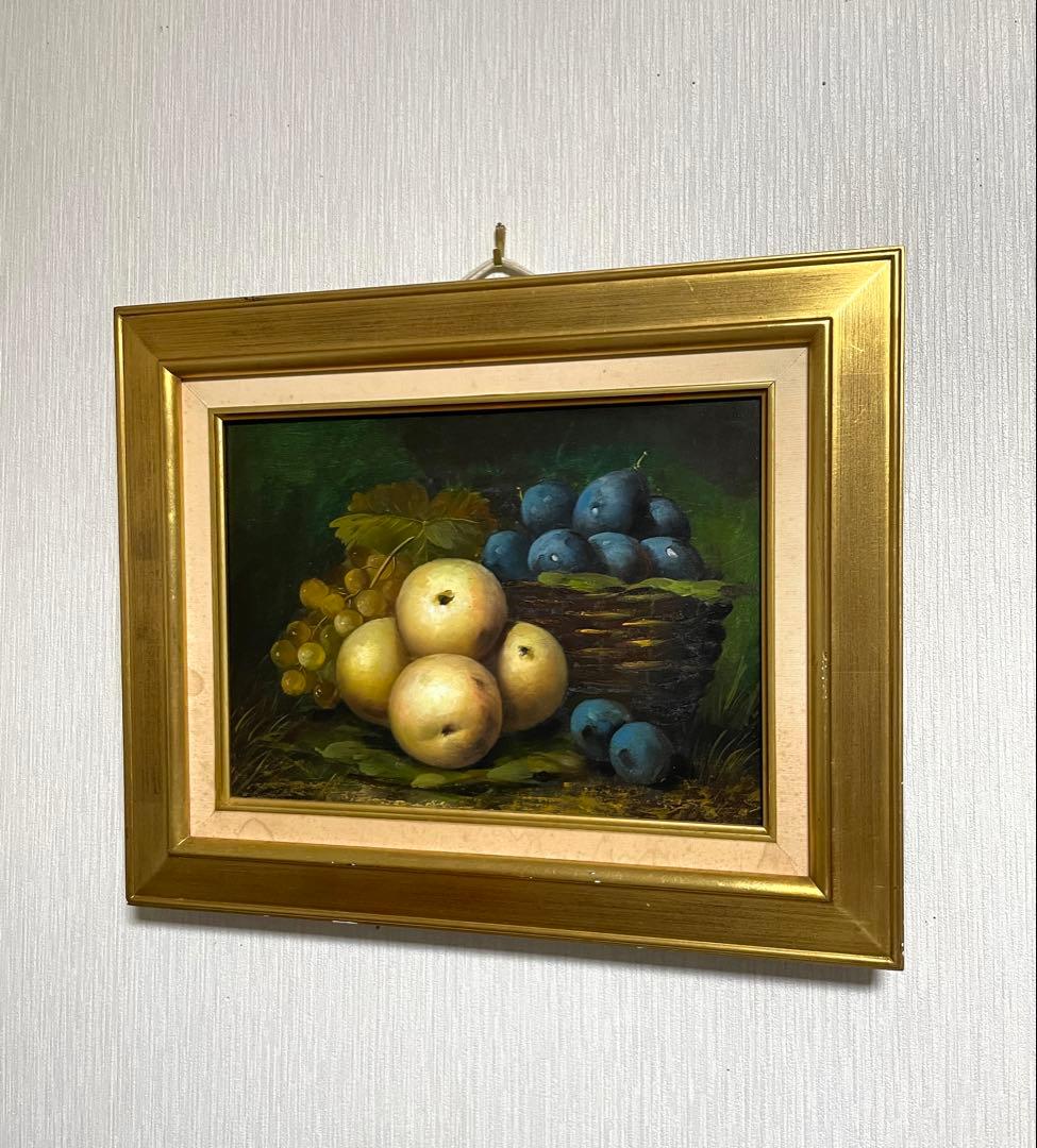 絵画風 油彩画 果物 フルーツ 油彩 額装 絵画 複製画 模造 模写 レプリカ
