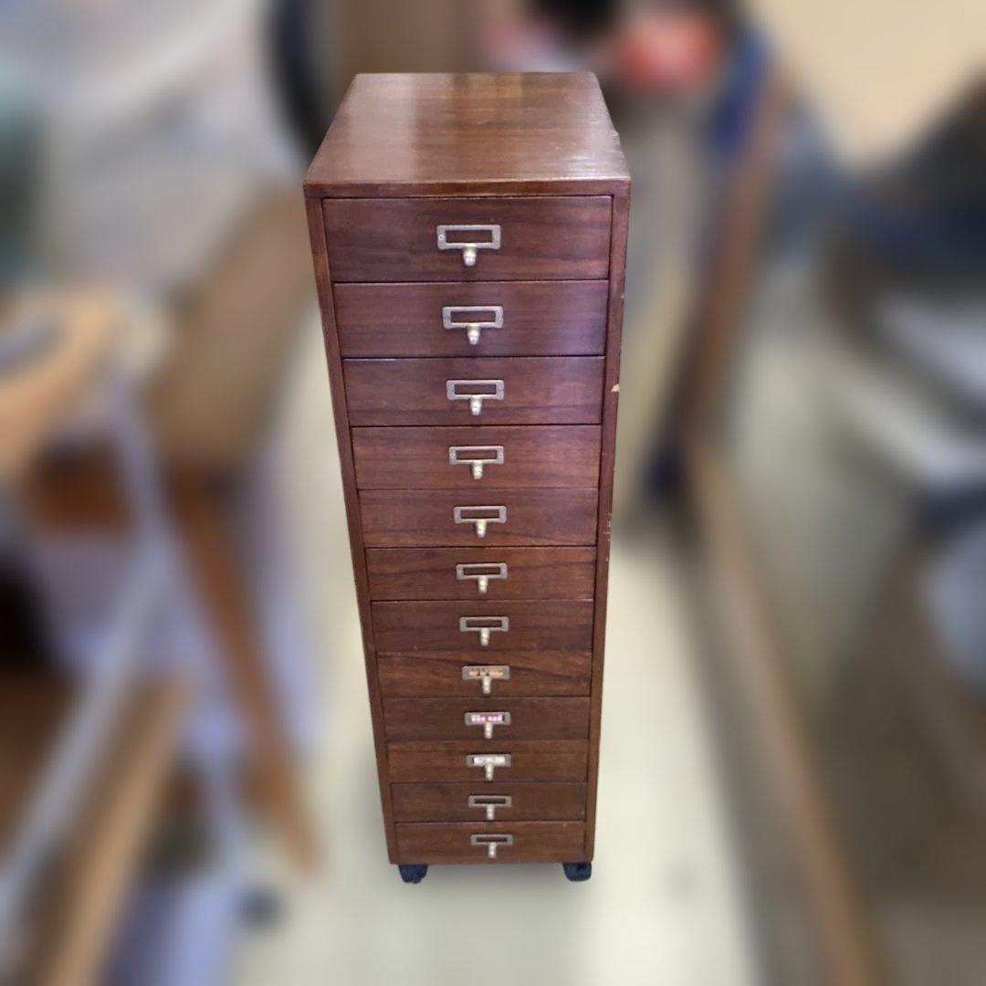 木製　書類棚　箪笥　タンス　レトロ　コロ付き　 G7821