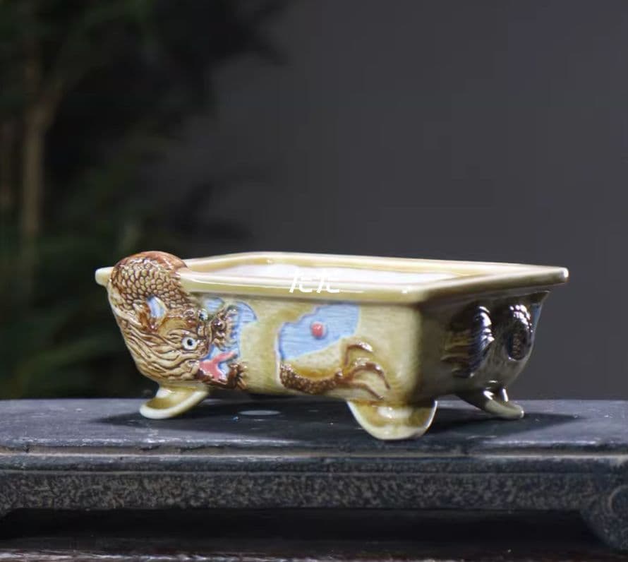 色絵龍盆 青磁鉢 山野草鉢 多肉植物 植木鉢 小品大品盆栽鉢 置物 色を選びます