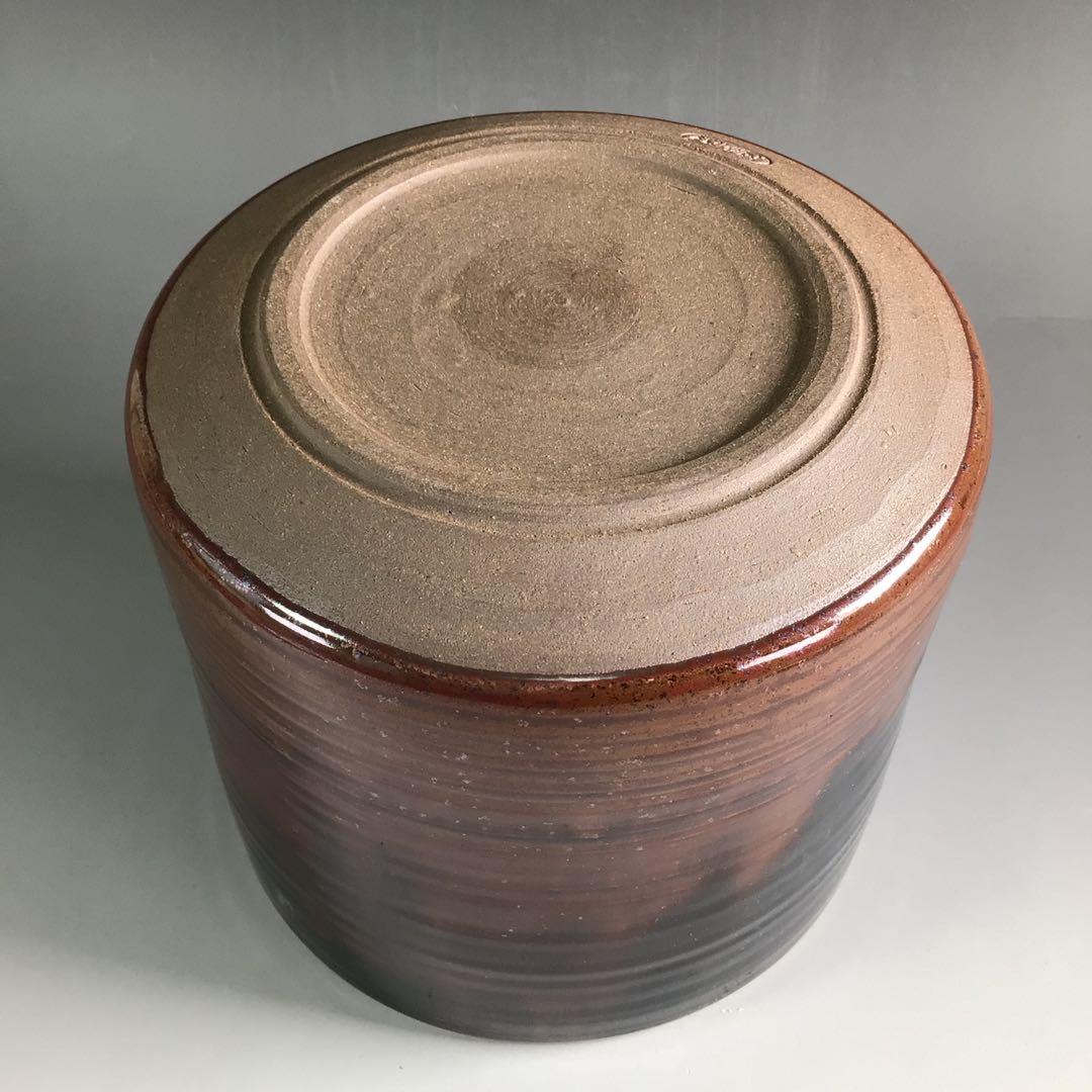 Ｒ３５２　水指　『宇田佐平造』『瀬戸釉』『一重口水指』　共箱　茶道具