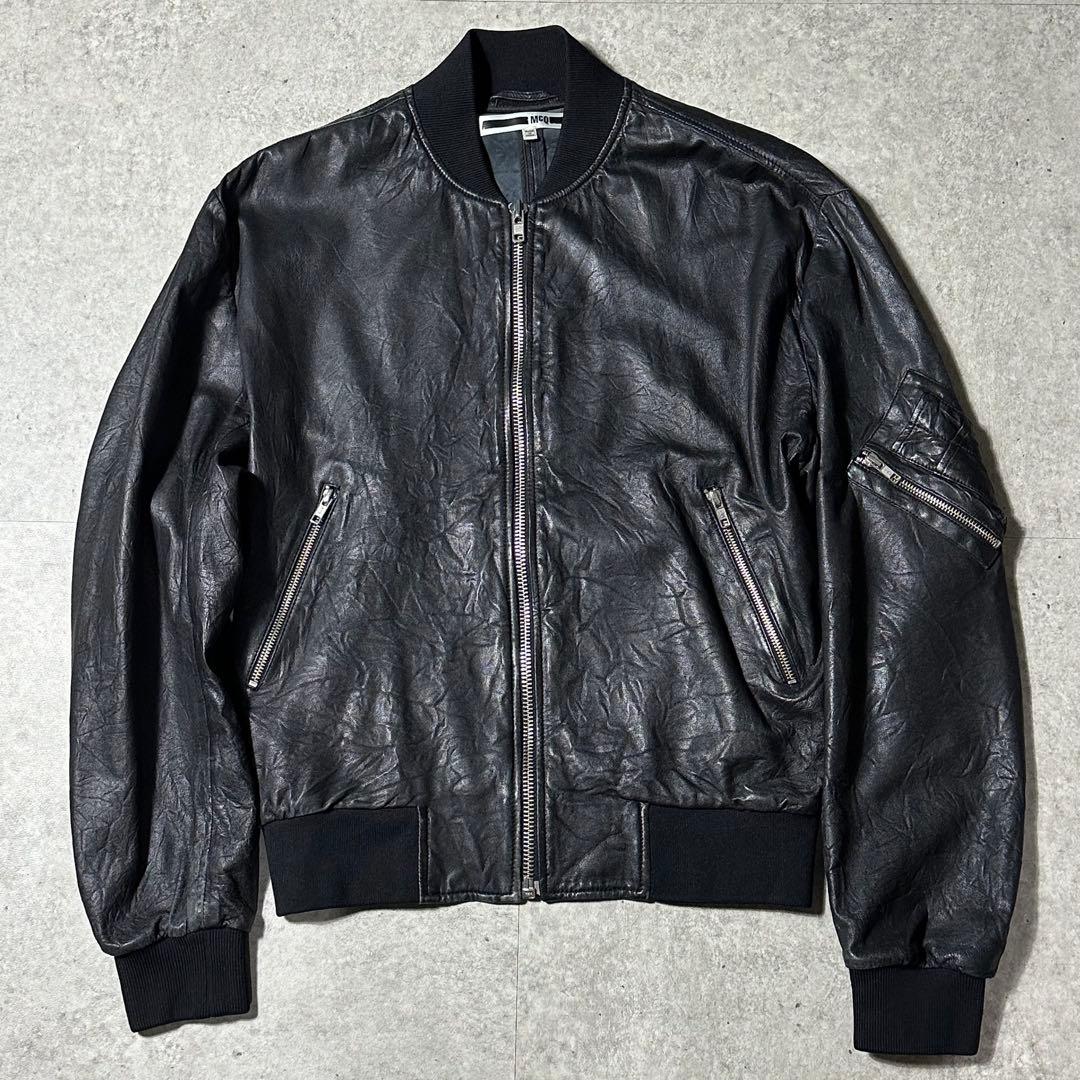 McQ アレキサンダーマックイーン 44 レザー ボンバージャケット 黒