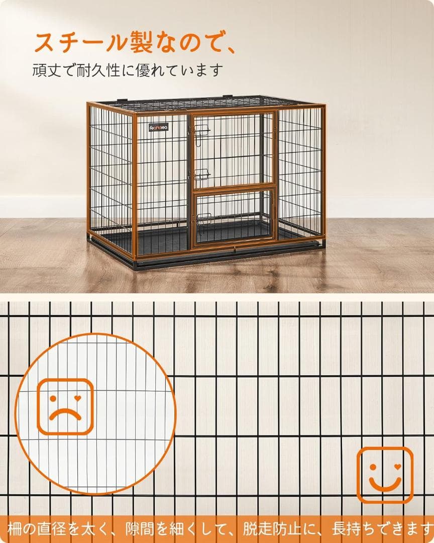 FEANDREA ペットケージ 犬ケージ 中型犬大型犬 ダブルPPD001B01