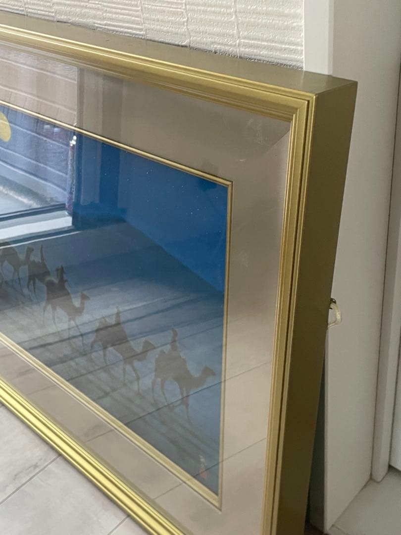 【真作】平山郁夫「月光流砂行」工芸画(岩絵の具方式) 約10号 院展理事長