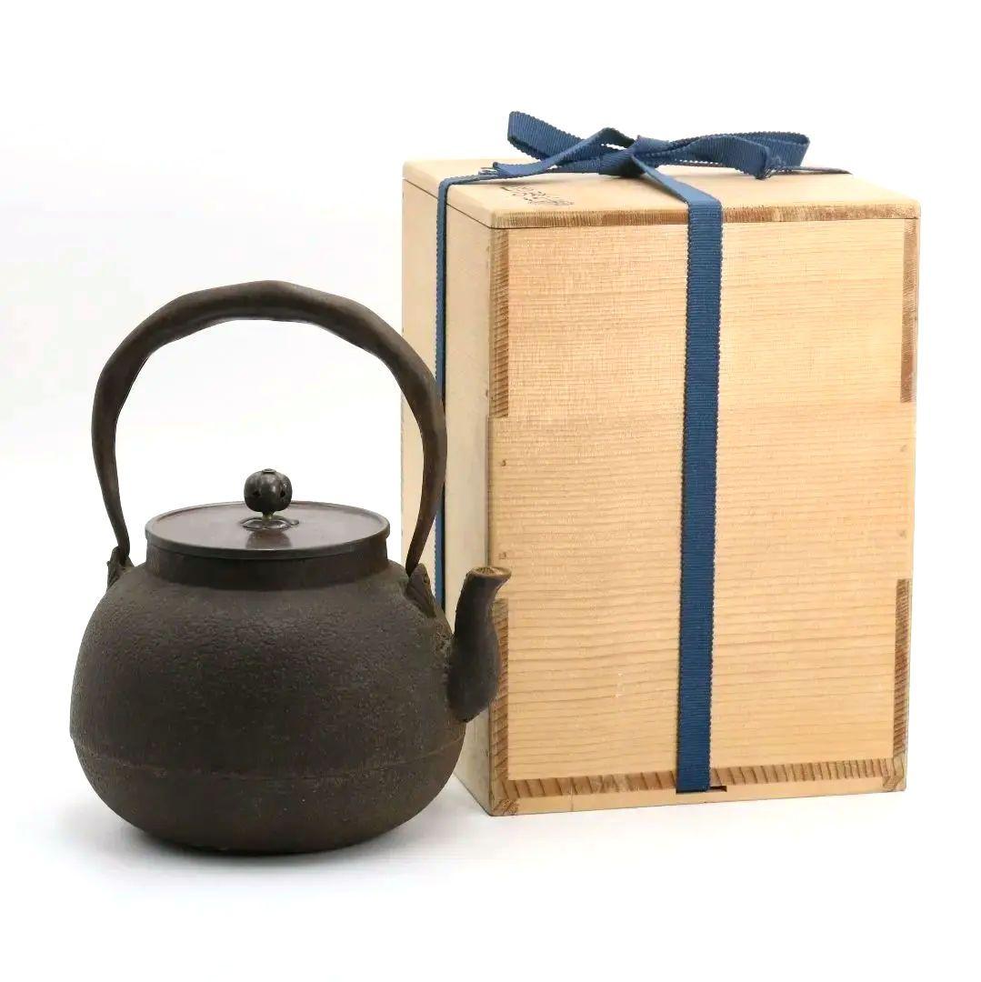 橋本辰敏造 鉄瓶 立口 甑口 煎茶道具　IX284