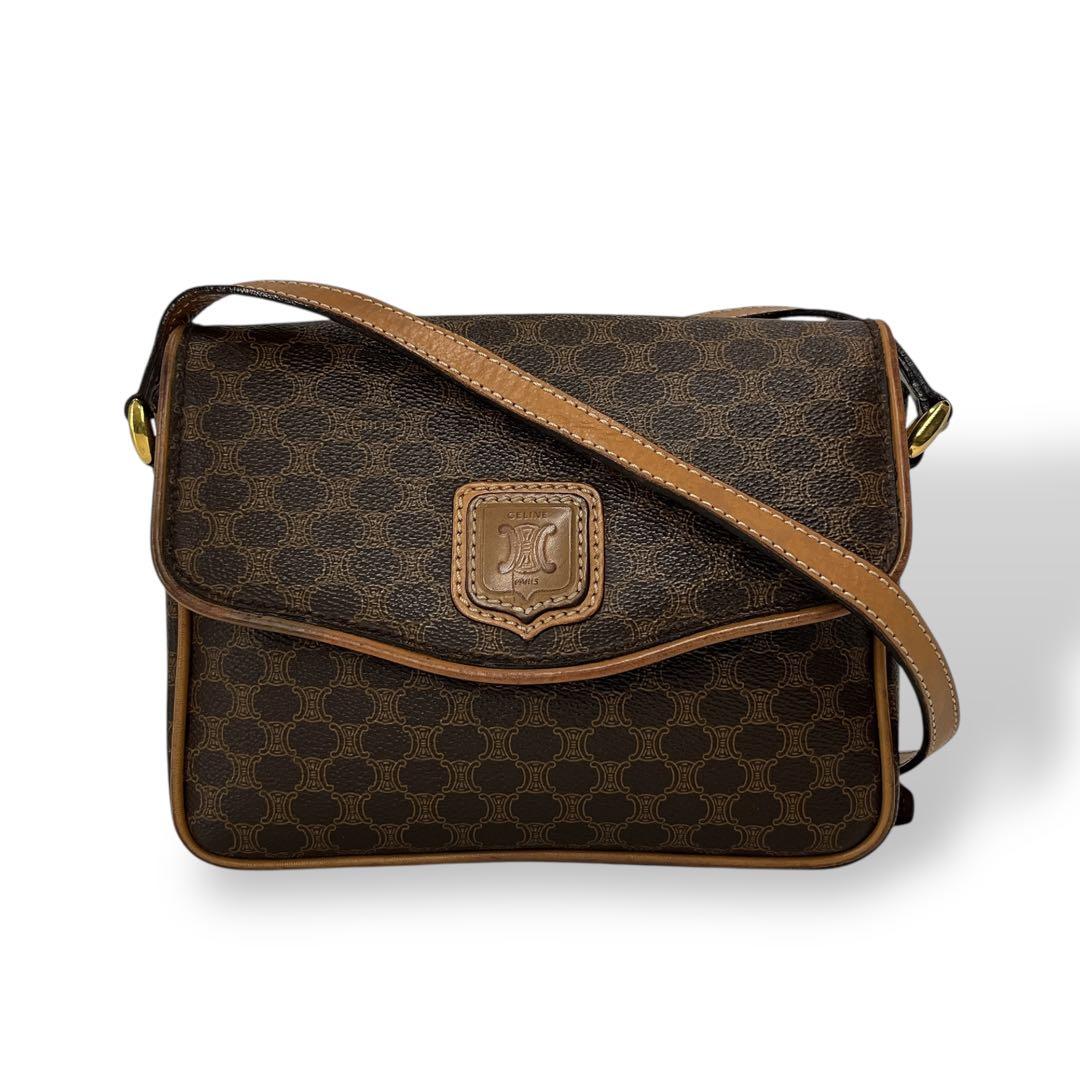 オールド　セリーヌ　ショルダーバッグ　カメラバッグ　マカダム　トリオンフ　PVC