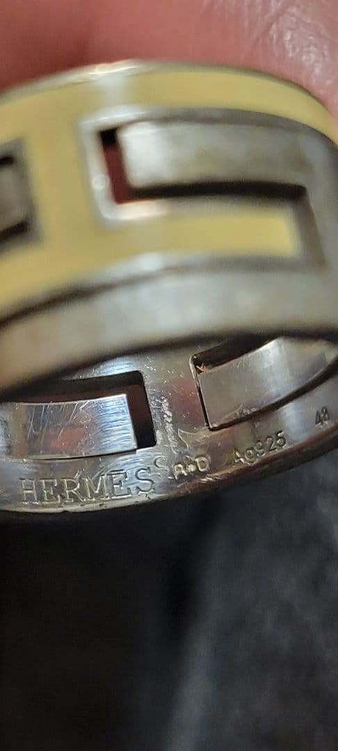 HERMES ムーブアッシュシルバーエナメル リング