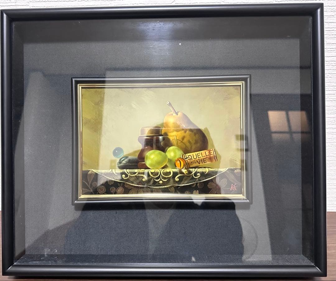 真作　小澤一正「日常の静物」1994年作　油彩サムホール　写実　リアリズム　額装