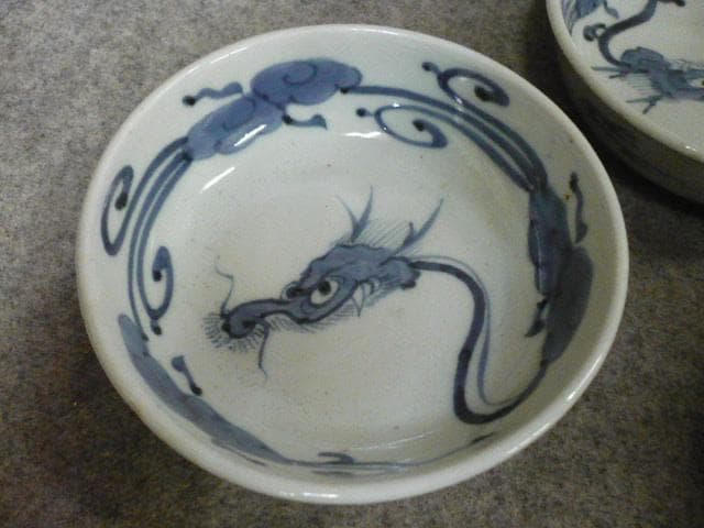 古伊万里 雲龍文 染付 しゅんかん皿 5枚 [B31380]