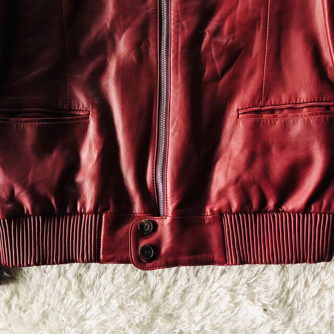 希少色✨美品 ポールスミス ラムレザージャケット 羊革 艶感 ワインレッド M