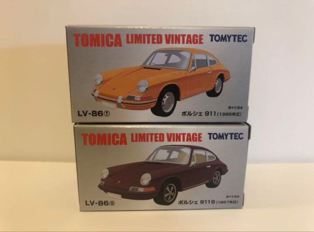 トミカリミテッドヴィンテージ　LV-86 ポルシェ911　黄色＆マルーン　2種