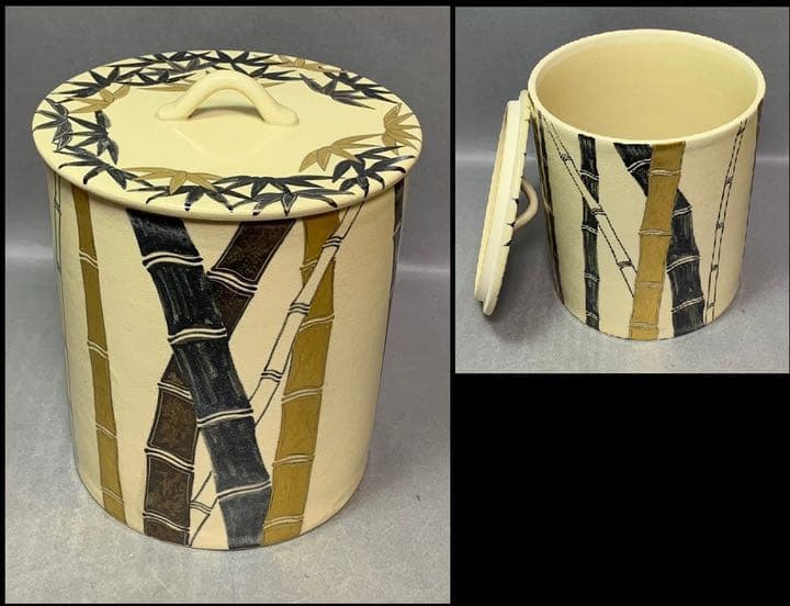 茶道具　竹の絵水指　矢口永寿