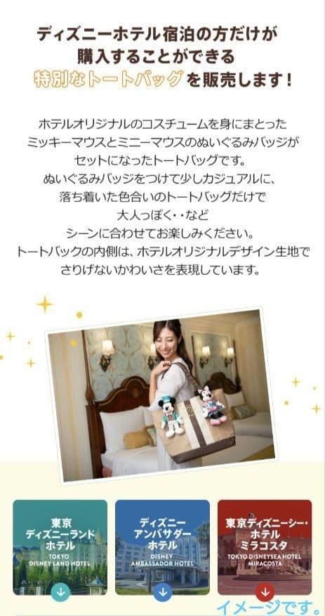 ディズニーホテルエクスクルーシブミラコスタ限定ミッキー＆ミニー付トートバッグ新品