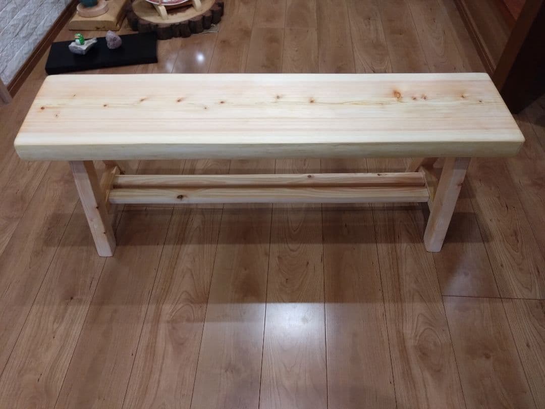 檜のベンチ51　値下げ❕耳付き、幅広で座りやすく、総檜造り、リビングや食卓に❕