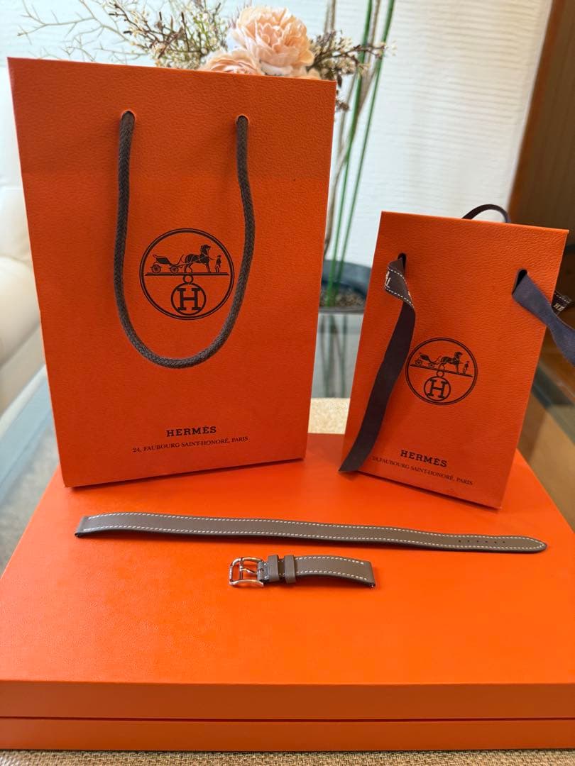 超美品　HERMES ケープコッド　ストラップ　エトゥープ　レザーベルト　二重巻