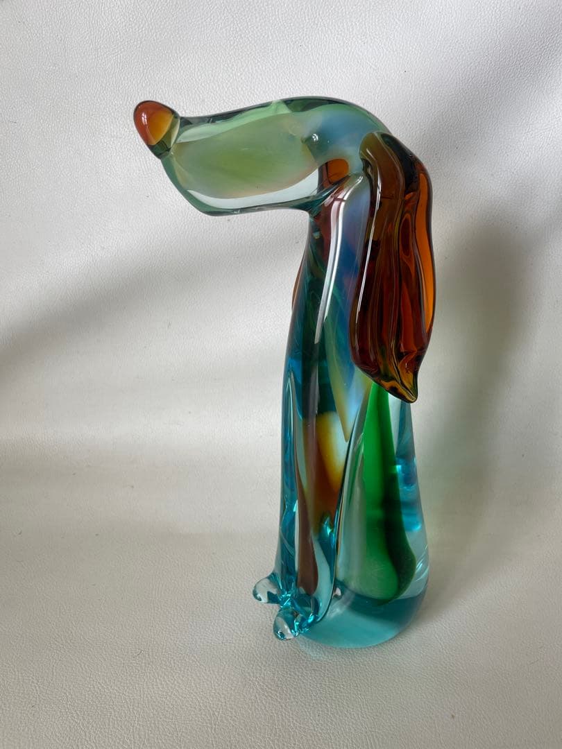 海外作家 ガラス細工 犬 ビーグル犬 ダックスフンド ガラス工芸 32.5cm