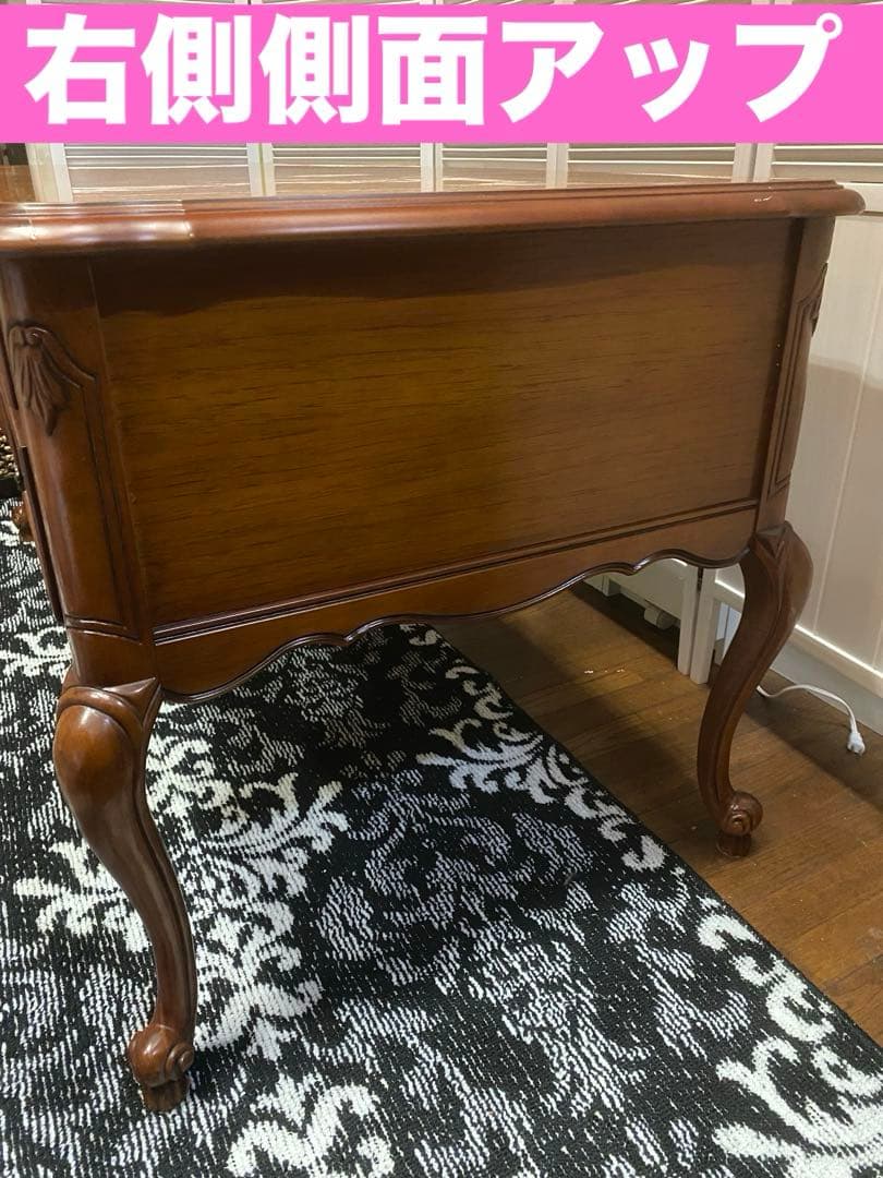 最高級♦️猫脚 彫刻 象嵌♦️希少 アンティーク プレジデント 両袖 デスク♦️送料込