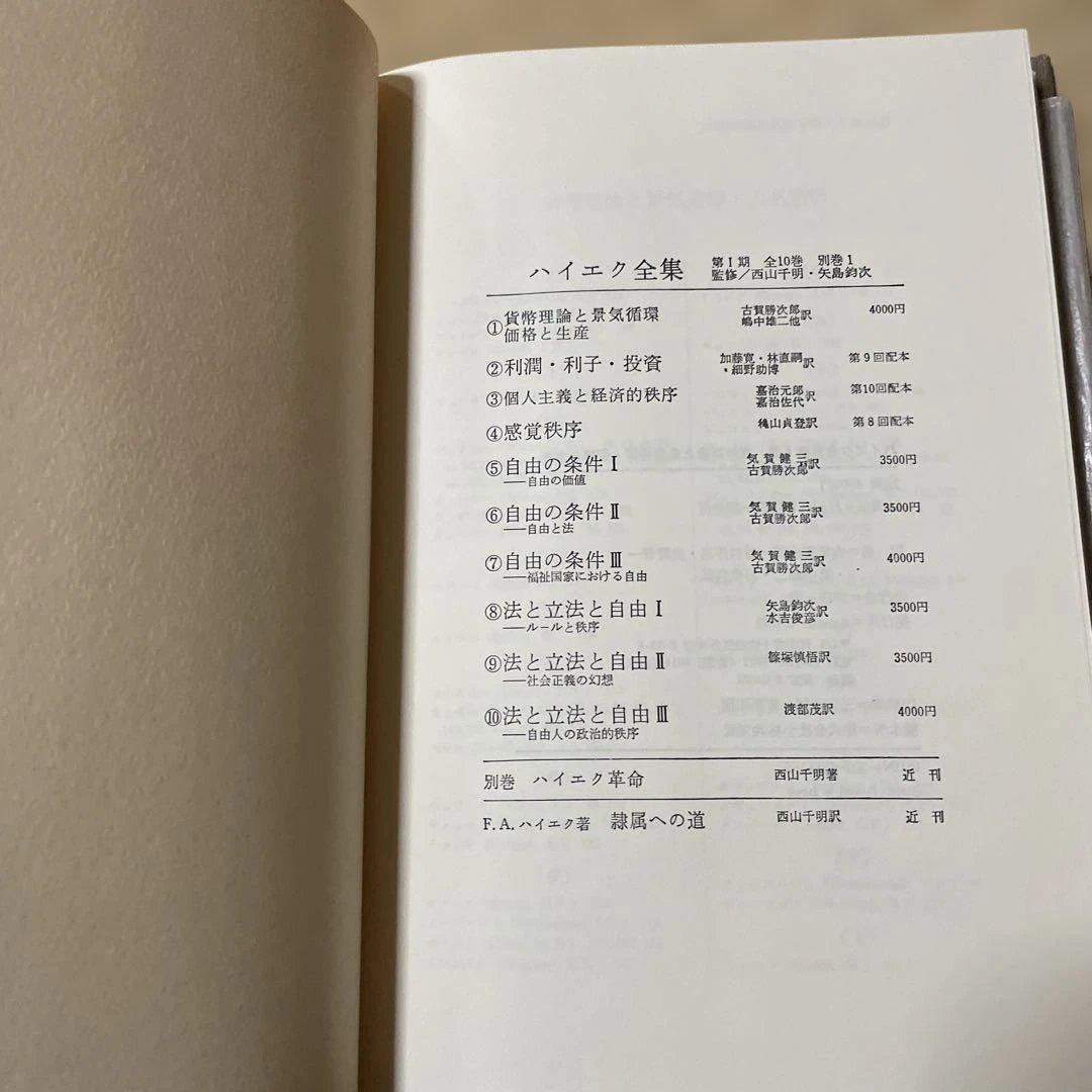 ハイエク全集　全10巻揃　旧版
