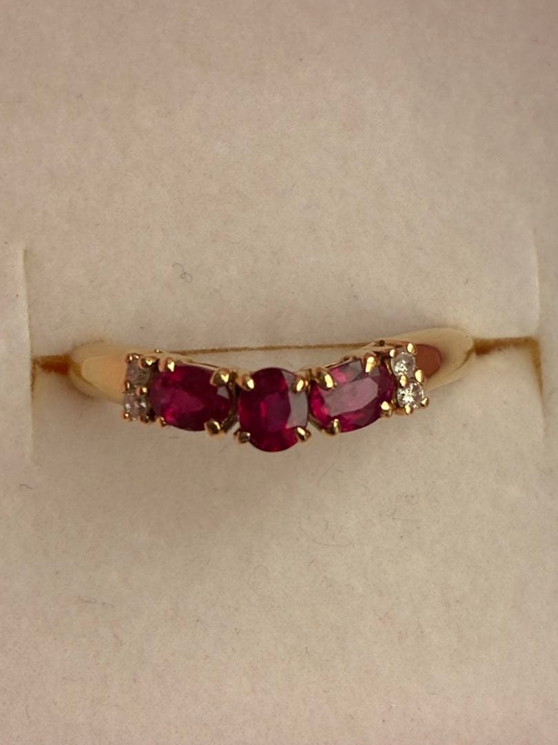 k18 赤いルビー　ダイヤモンド　リング　R0.66ct 12号