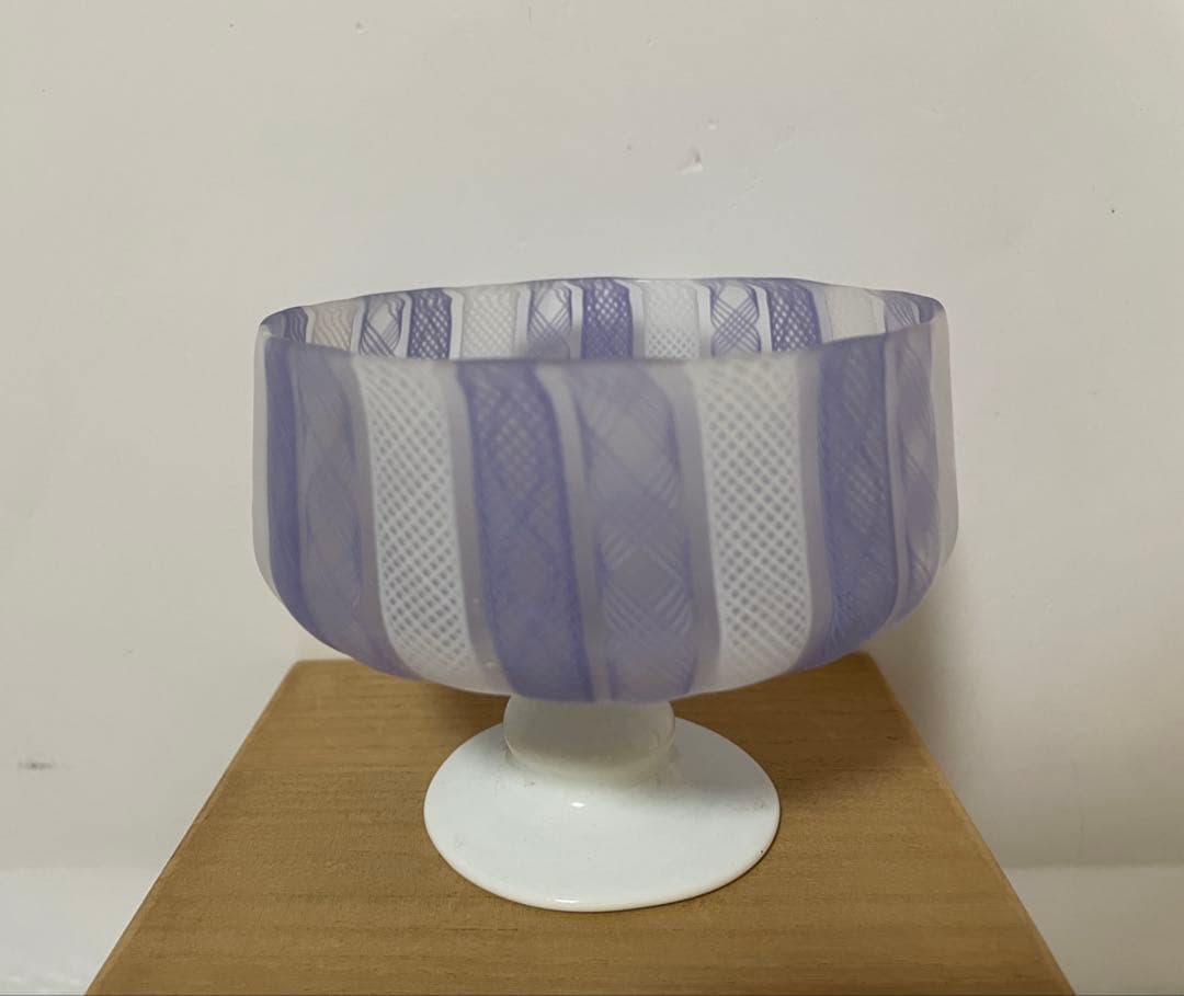 藤田喬平 手吹 ヴェニス 台钵・グラス 文化勲章受章 パープル