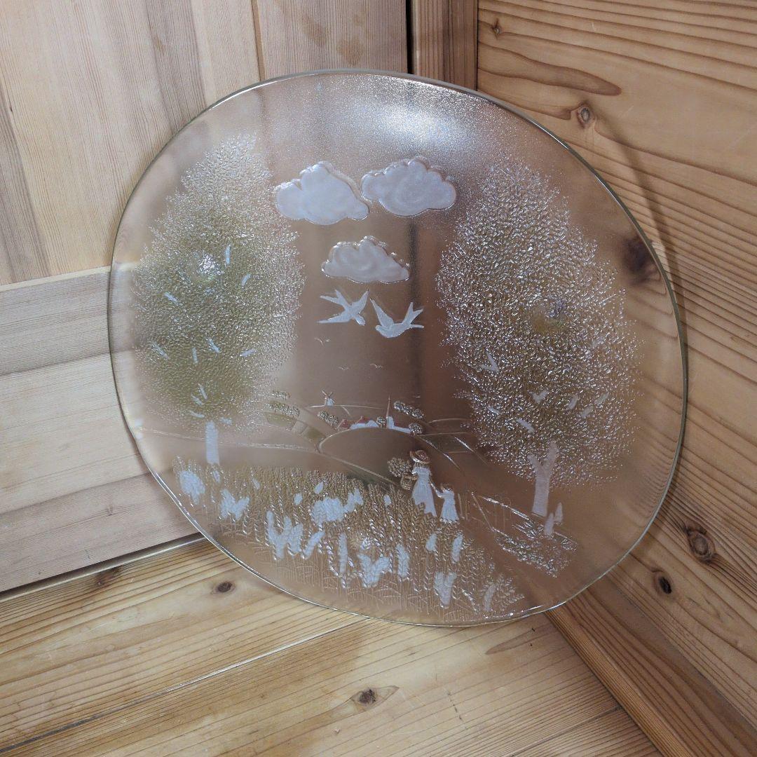 北一硝子のヴィンテージ飾り大皿（新風彩 銘々皿）約36cm