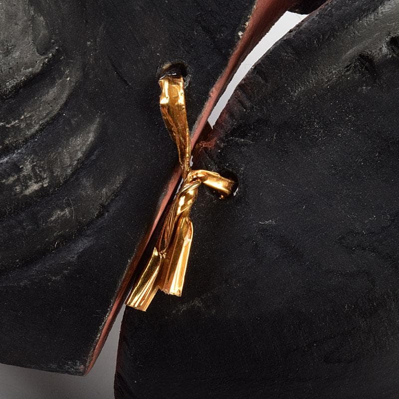 能面　能楽　雅楽　木彫　黒色尉　黒式尉　お面　V　R9529