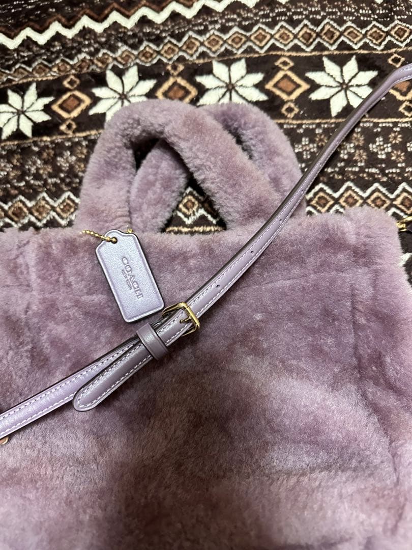 COACH ファーショルダーバッグ パープル