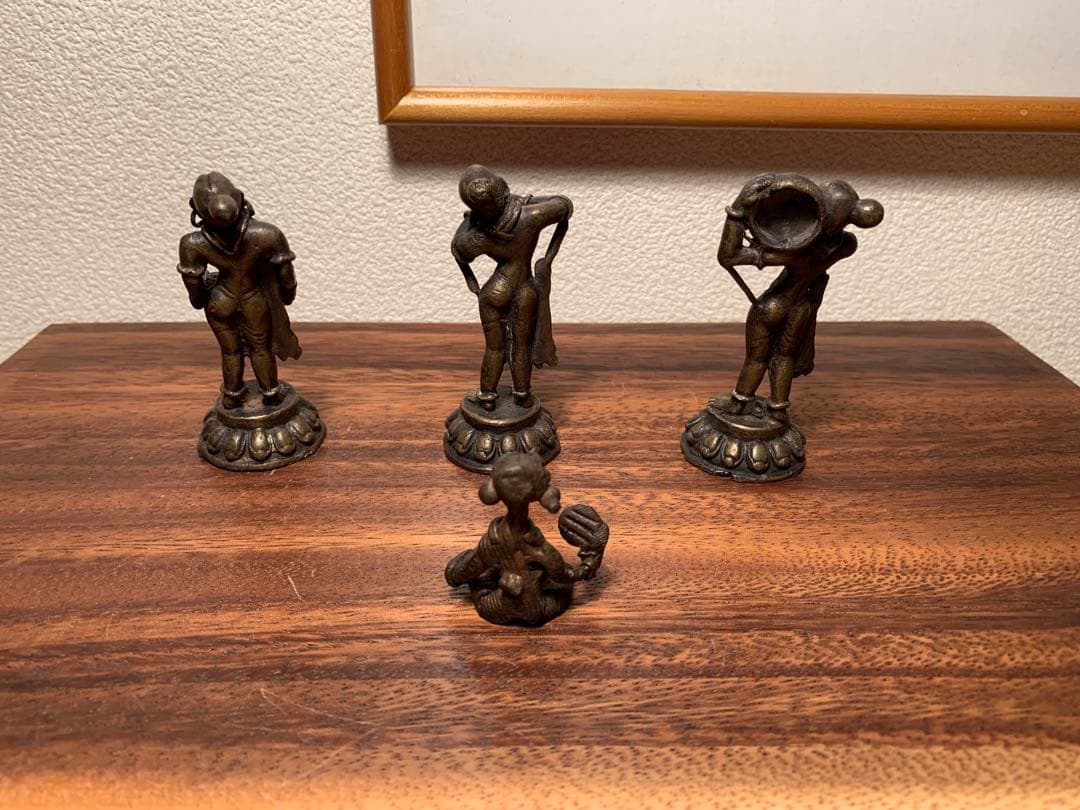 インド 真鍮 女神 ドクラ ヒンドゥー教 4体セット 古美術 19世紀