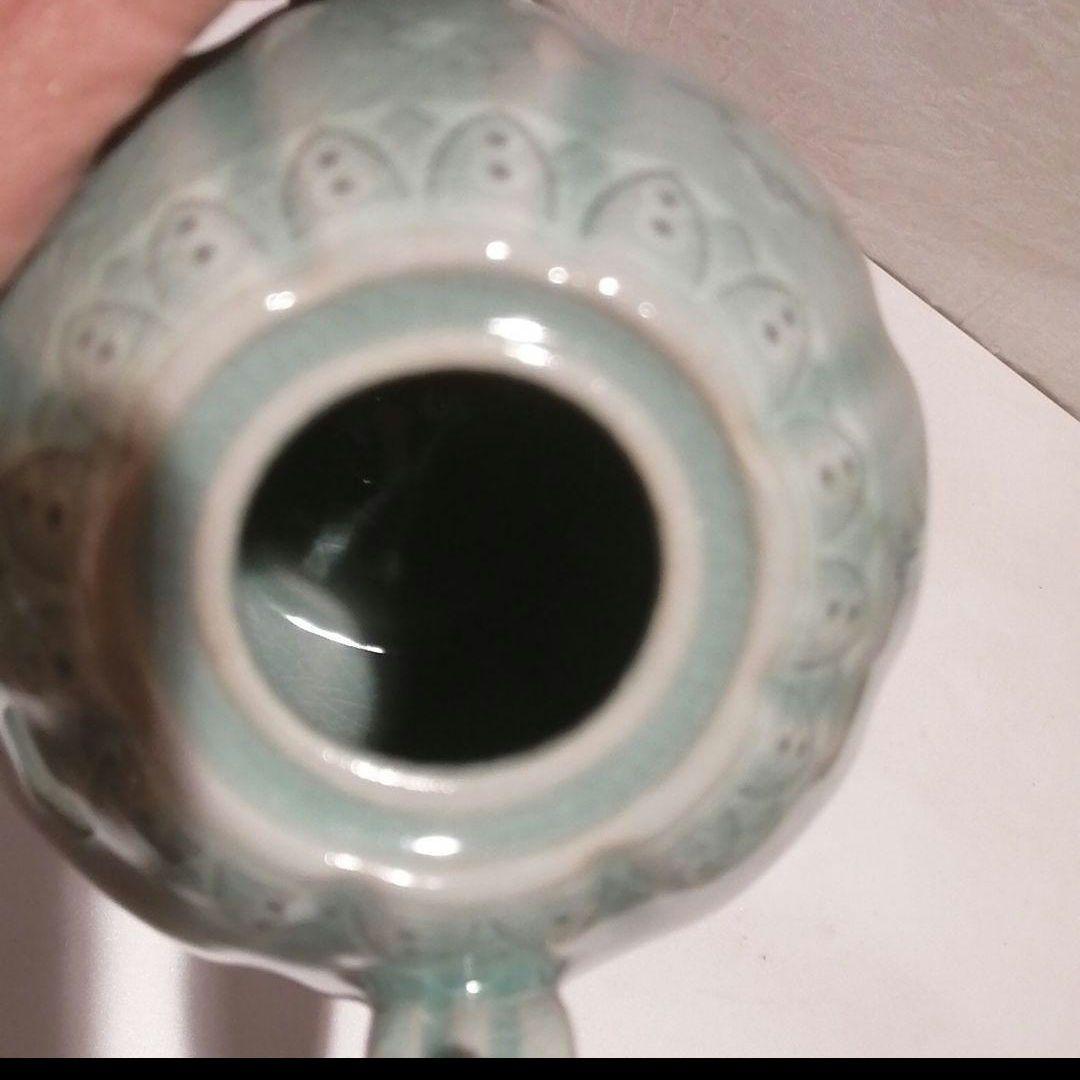 青磁瓜形ポット箱なし未使用骨董アンティーク