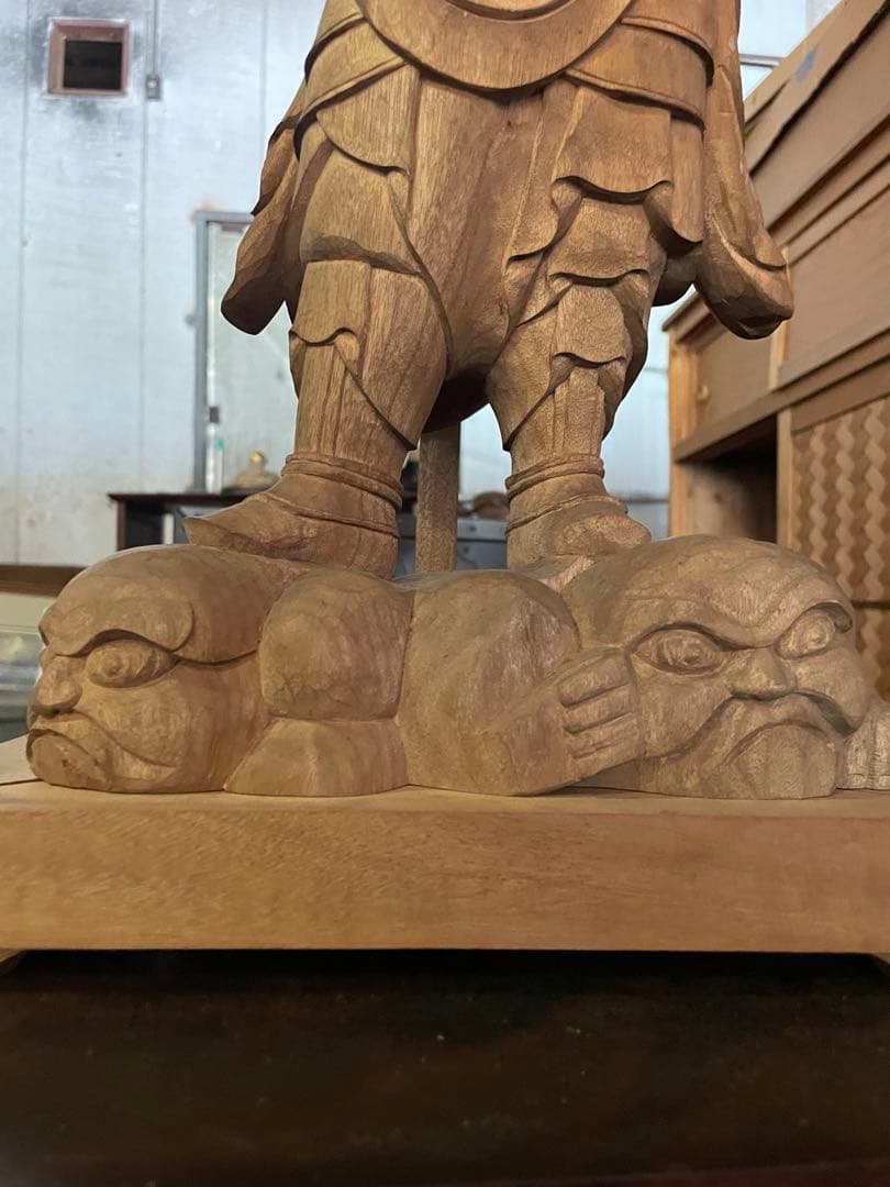 不動明王立像　２体　高さ67cm 仏教美術 仏像 木彫 寺院