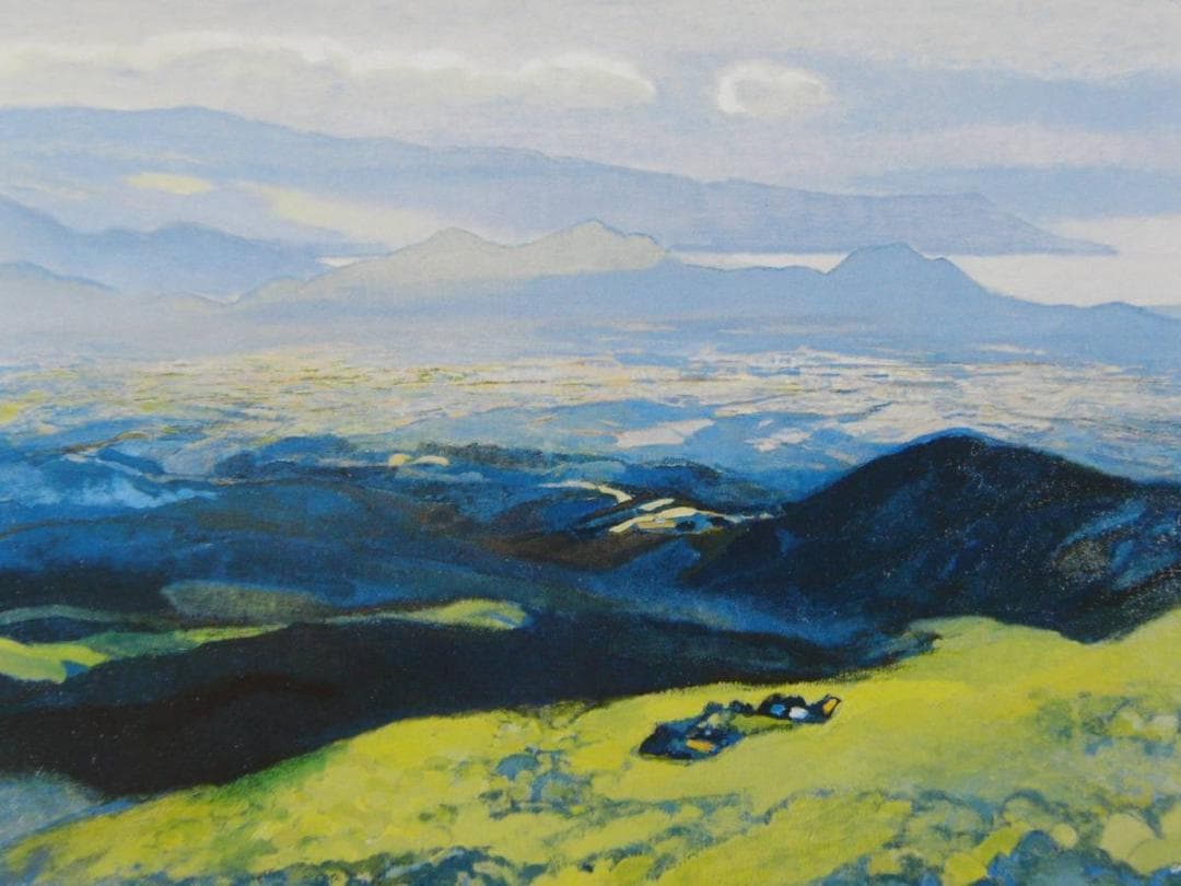 山羽斌士、【駿東伊豆長閑】、希少な額装用画集より、新品額装付、状態良好