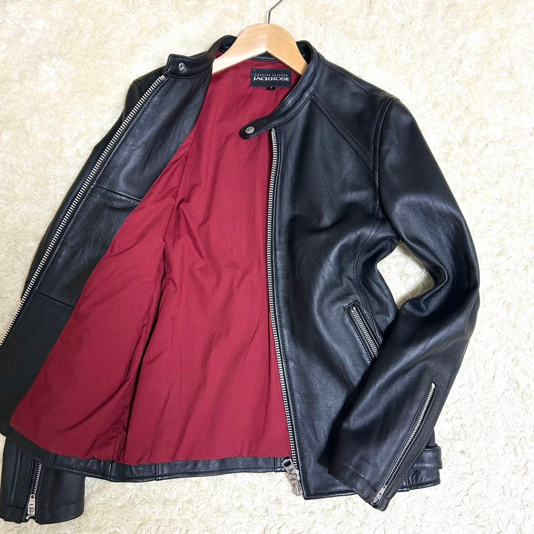 美品✨ JACKROSE シングルライダース ラムレザー ブラック 裏地赤