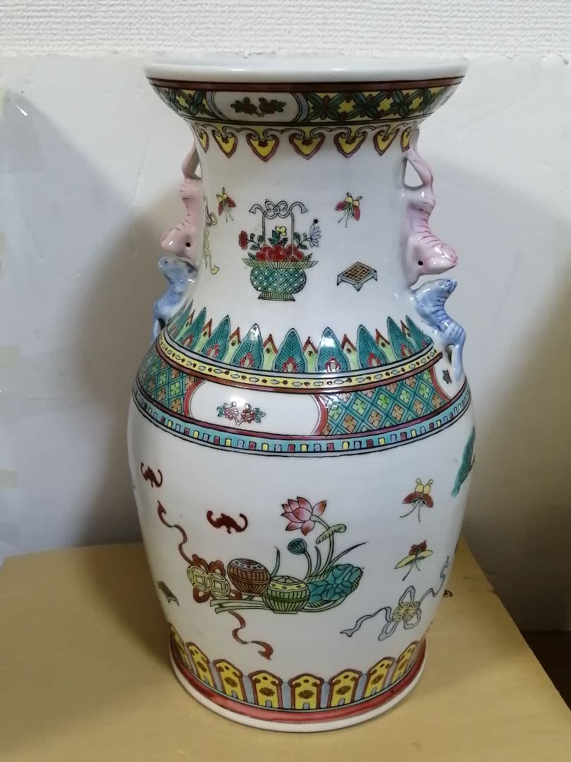 花瓶 窯印:大清同治年製 時代物 高約37cm 送料無料