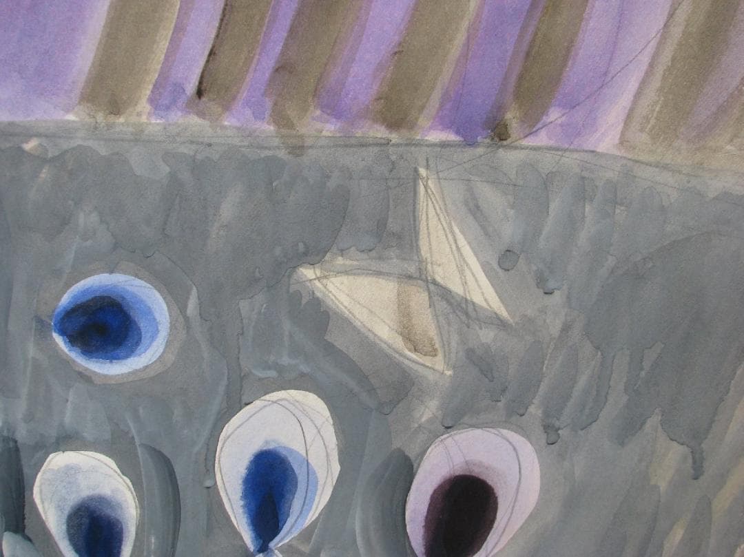 仁戸田秀吉「日輪と花」40号大,水彩,二科城北展出品作,茨城県近代美術館収蔵