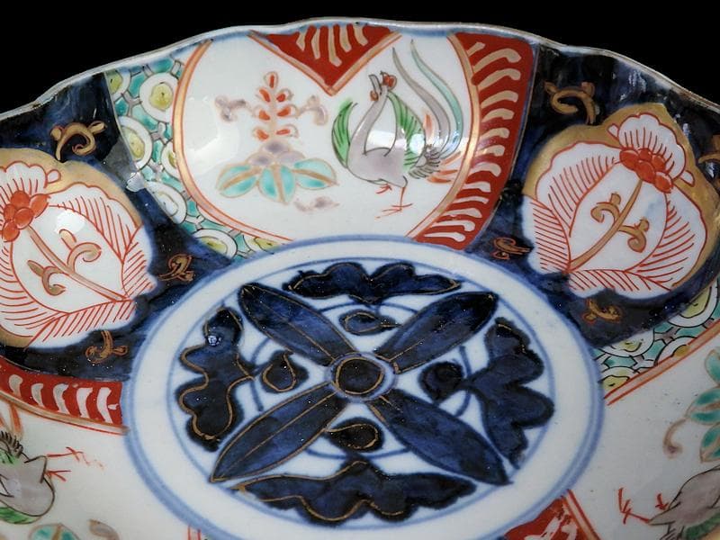 古伊万里  色絵　桐に鳳凰　花の図　膾皿　２客　D124AS-fbrh