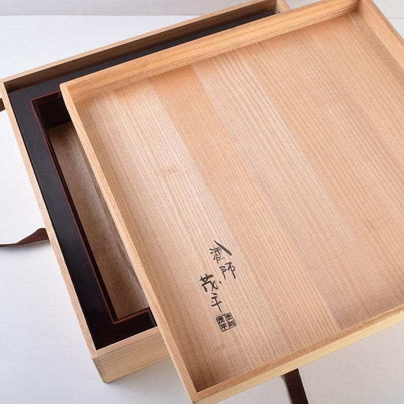 茶道具　塗師　茂平造　溜塗　炉縁　共布共箱　C　R9195B