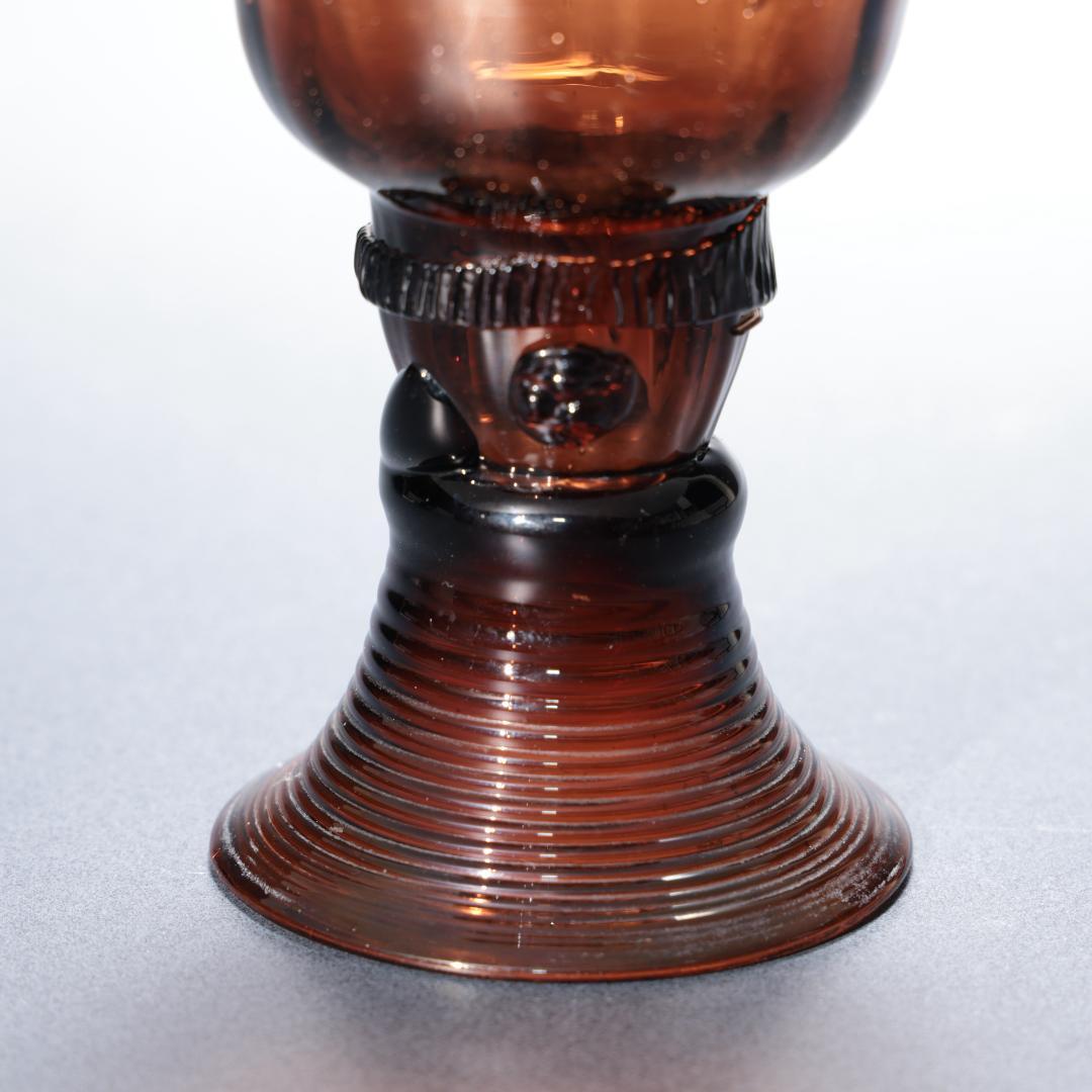 アンティークグラス　レーマーグラス　茶色　吹きガラス　R1340ダI