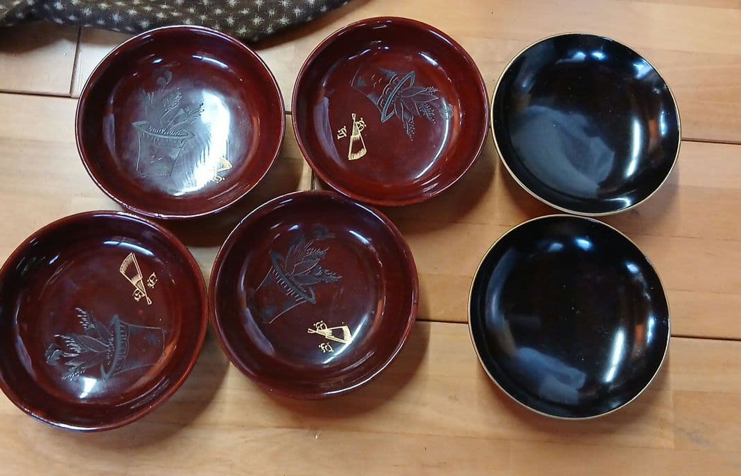 漆器 椀 セット 黒色 金縁②