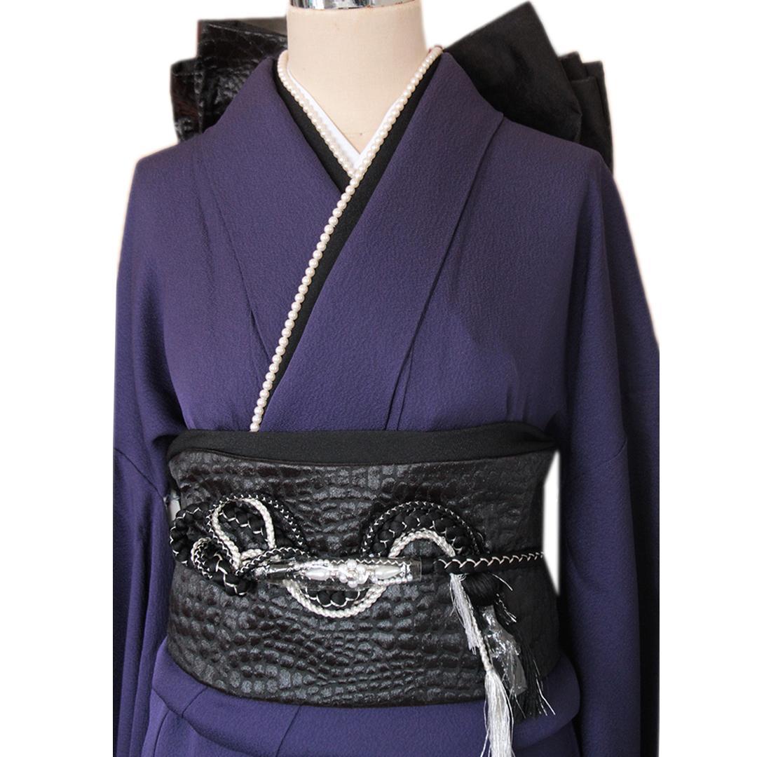 成人式振袖6点セット紫モード無地帯新品小物帯揚げ帯締め重ね衿フリルSP13