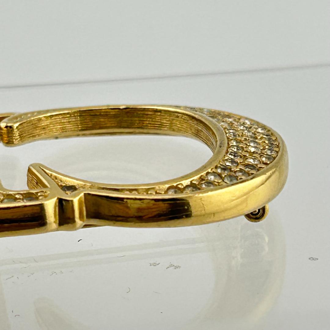 Christian Dior ディオール CDロゴ ラインストーン ブローチ