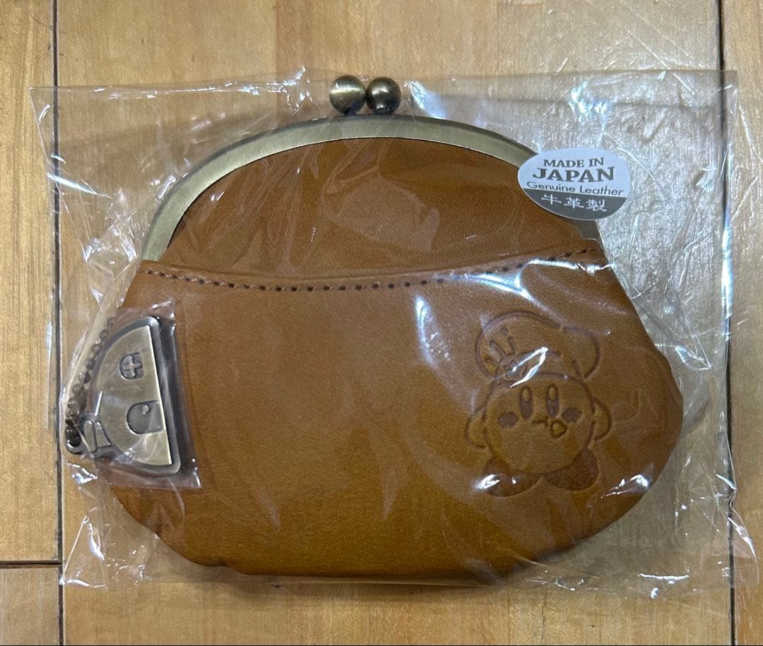 星のカービィ　本革　がま口　ポーチ　カービィ　新品　カービー　キャメル