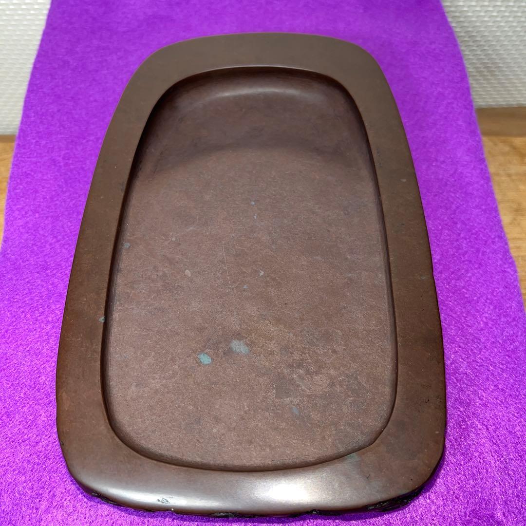 ⭕️赤間硯　日本工芸会正会員　下井百合昭　号　昭竜山　野面硯　石紋綺麗　女性好み