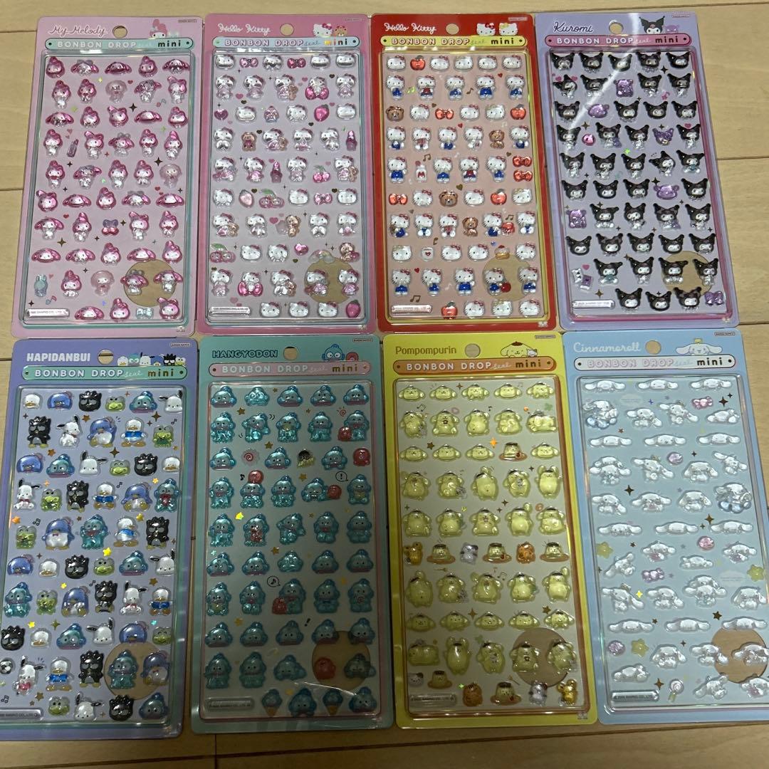 【正規品】ボンボンドロップシールミニ　サンリオ8種類コンプリートセット